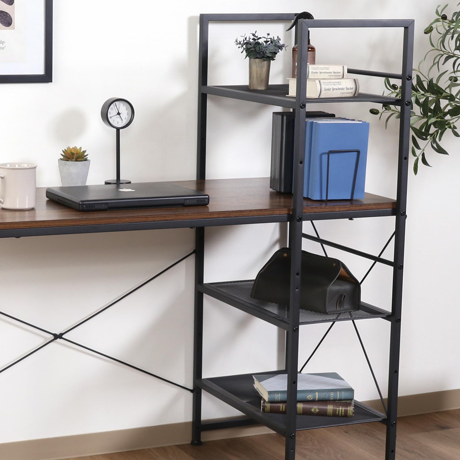 Amazon.co.jp: 不二貿易 ラック付きデスク パソコンデスク 幅110×奥行